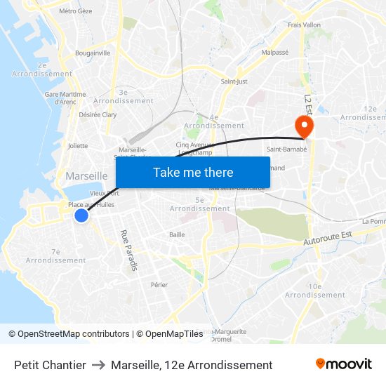 Petit Chantier to Marseille, 12e Arrondissement map