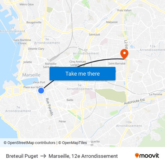 Breteuil Puget to Marseille, 12e Arrondissement map
