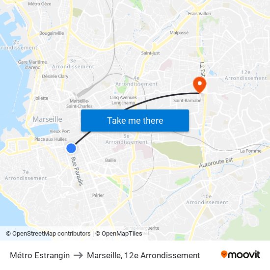Métro Estrangin to Marseille, 12e Arrondissement map