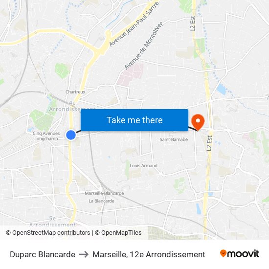 Duparc Blancarde to Marseille, 12e Arrondissement map