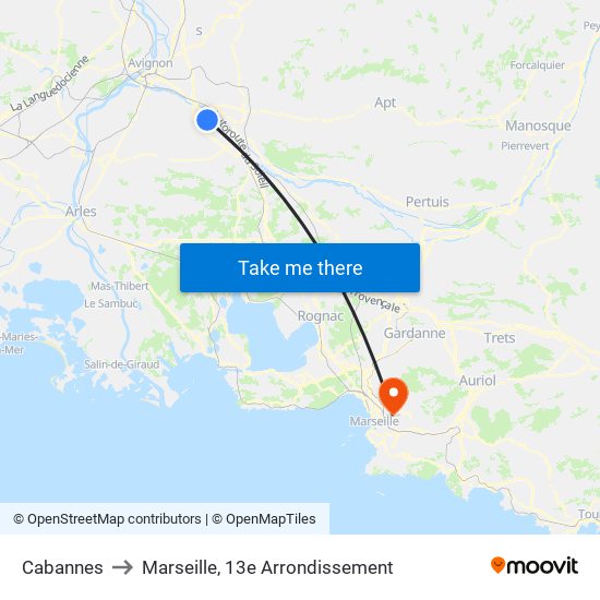 Cabannes to Marseille, 13e Arrondissement map