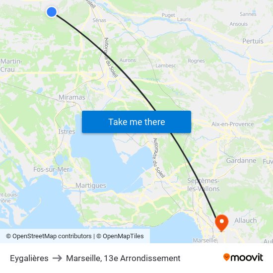 Eygalières to Marseille, 13e Arrondissement map