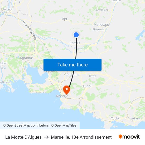 La Motte-D'Aigues to Marseille, 13e Arrondissement map