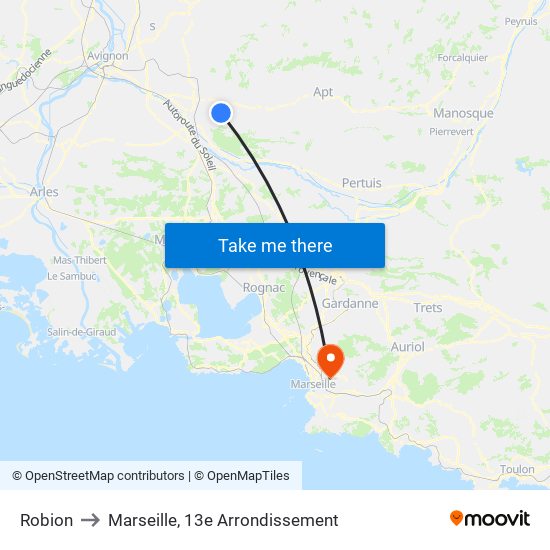 Robion to Marseille, 13e Arrondissement map