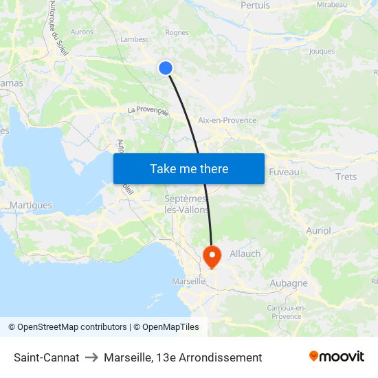 Saint-Cannat to Marseille, 13e Arrondissement map