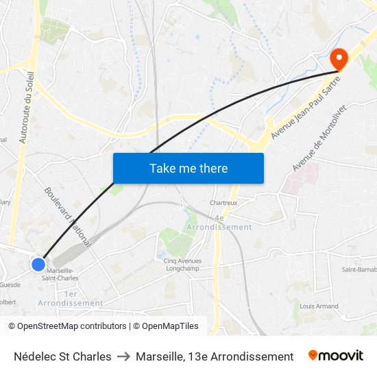 Nédelec St Charles to Marseille, 13e Arrondissement map