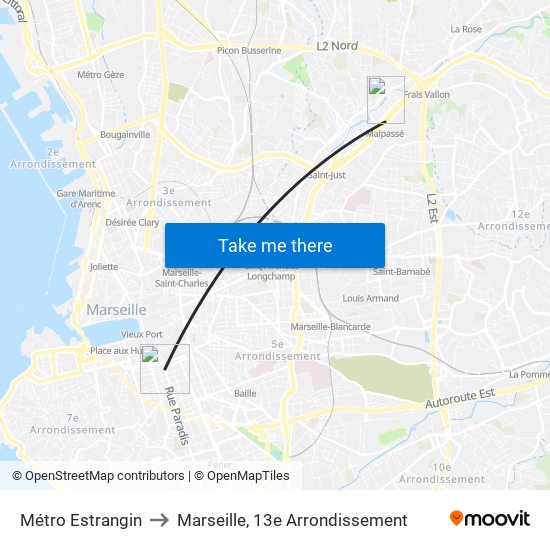 Métro Estrangin to Marseille, 13e Arrondissement map