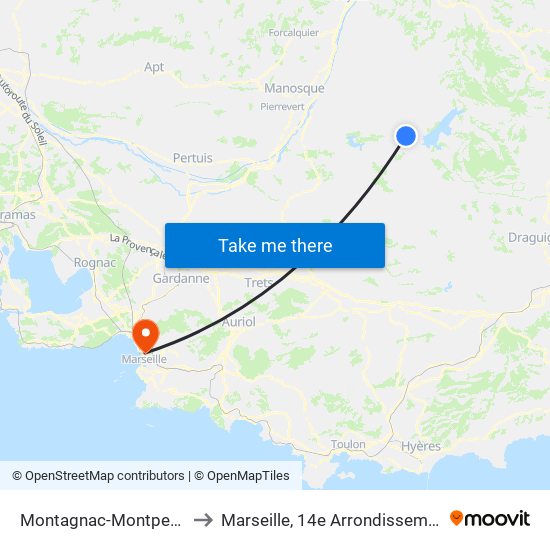 Montagnac-Montpezat to Marseille, 14e Arrondissement map