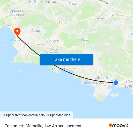 Toulon to Marseille, 14e Arrondissement map