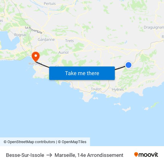 Besse-Sur-Issole to Marseille, 14e Arrondissement map