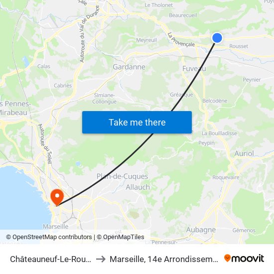 Châteauneuf-Le-Rouge to Marseille, 14e Arrondissement map