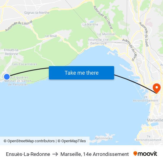 Ensuès-La-Redonne to Marseille, 14e Arrondissement map