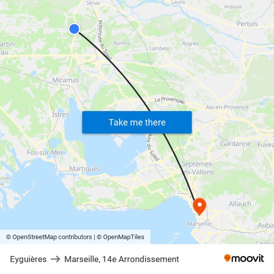 Eyguières to Marseille, 14e Arrondissement map