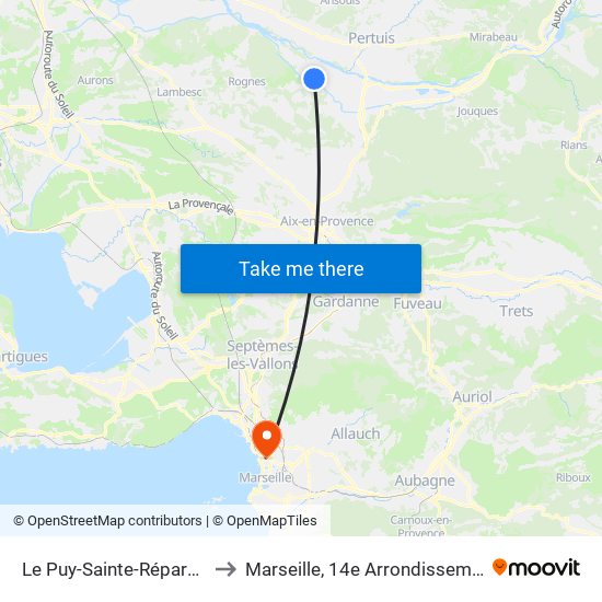 Le Puy-Sainte-Réparade to Marseille, 14e Arrondissement map