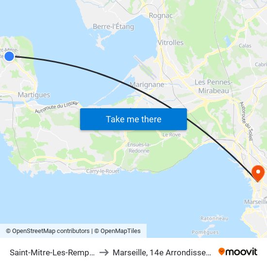 Saint-Mitre-Les-Remparts to Marseille, 14e Arrondissement map