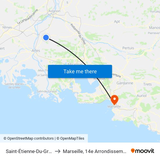 Saint-Étienne-Du-Grès to Marseille, 14e Arrondissement map