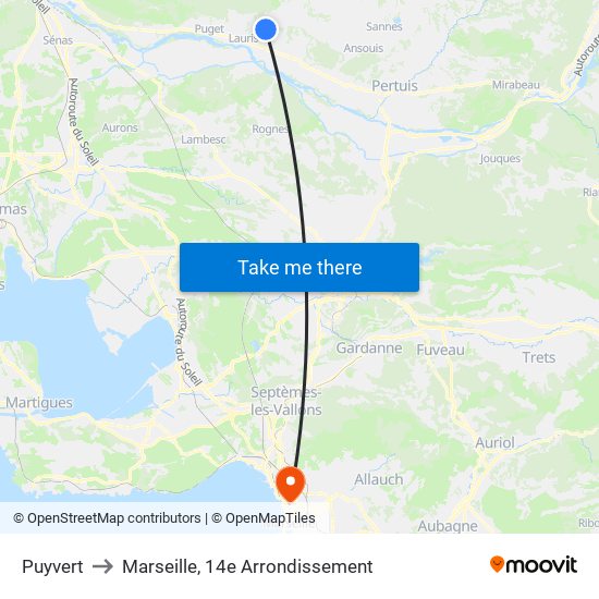 Puyvert to Marseille, 14e Arrondissement map