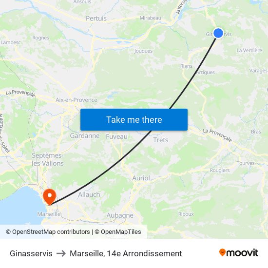 Ginasservis to Marseille, 14e Arrondissement map