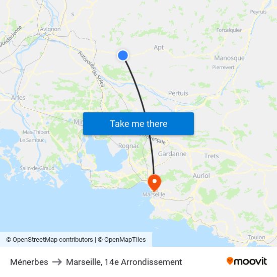 Ménerbes to Marseille, 14e Arrondissement map