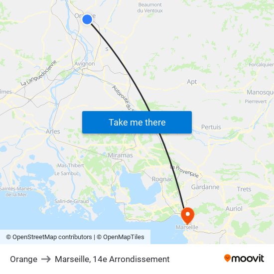 Orange to Marseille, 14e Arrondissement map