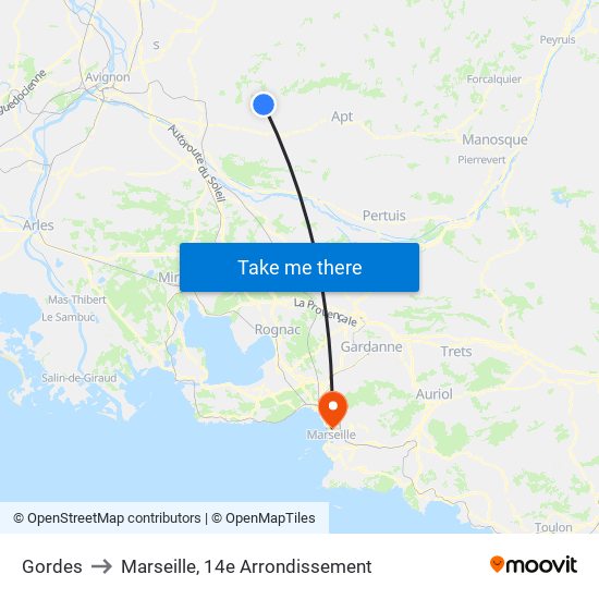 Gordes to Marseille, 14e Arrondissement map