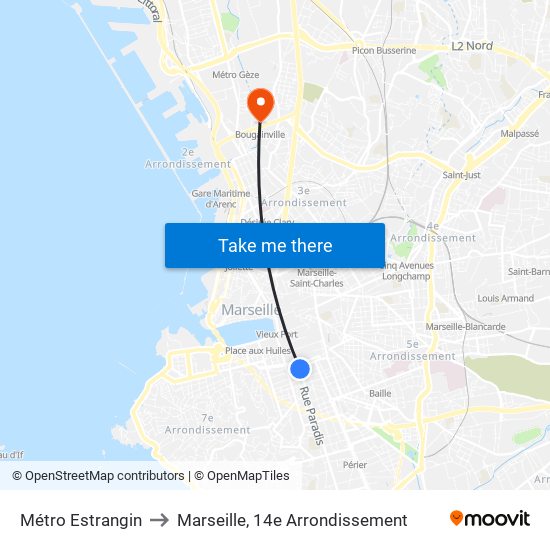 Métro Estrangin to Marseille, 14e Arrondissement map