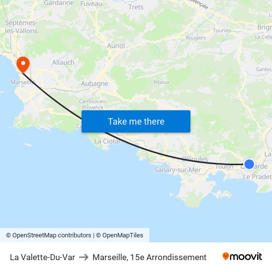 La Valette-Du-Var to Marseille, 15e Arrondissement map