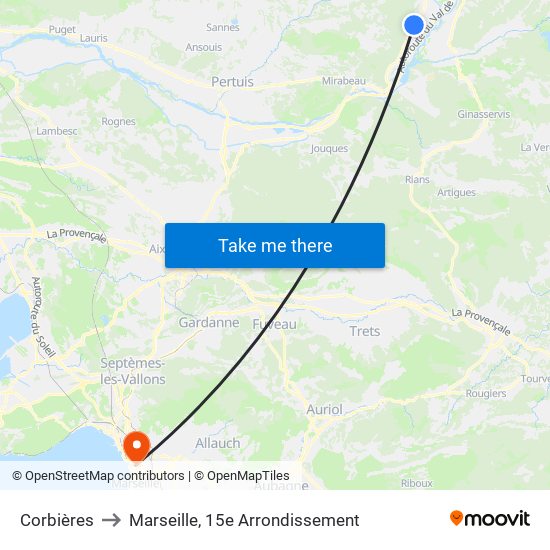Corbières to Marseille, 15e Arrondissement map