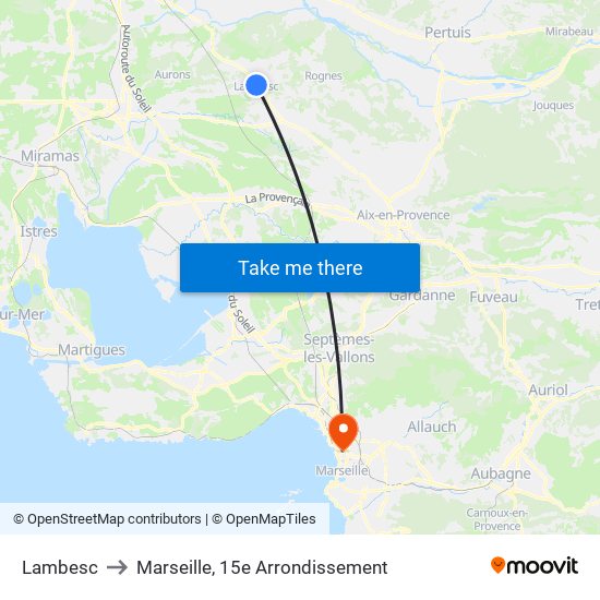 Lambesc to Marseille, 15e Arrondissement map
