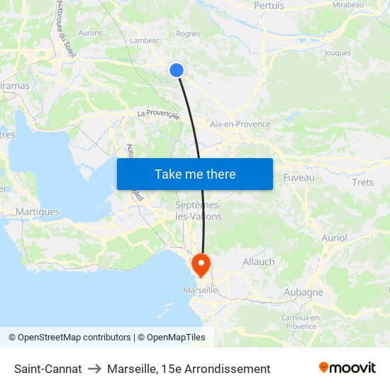 Saint-Cannat to Marseille, 15e Arrondissement map