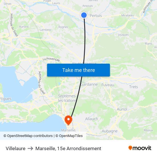 Villelaure to Marseille, 15e Arrondissement map