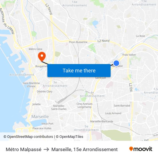 Métro Malpassé to Marseille, 15e Arrondissement map
