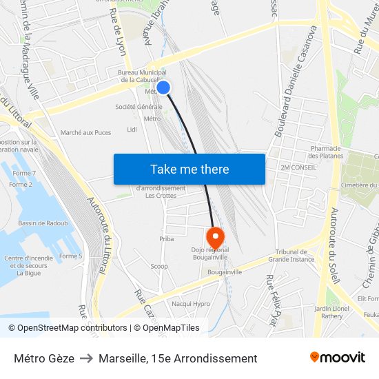 Métro Gèze to Marseille, 15e Arrondissement map