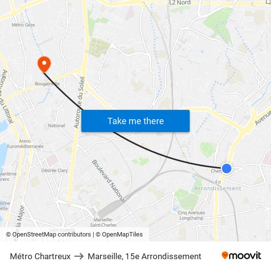 Métro Chartreux to Marseille, 15e Arrondissement map