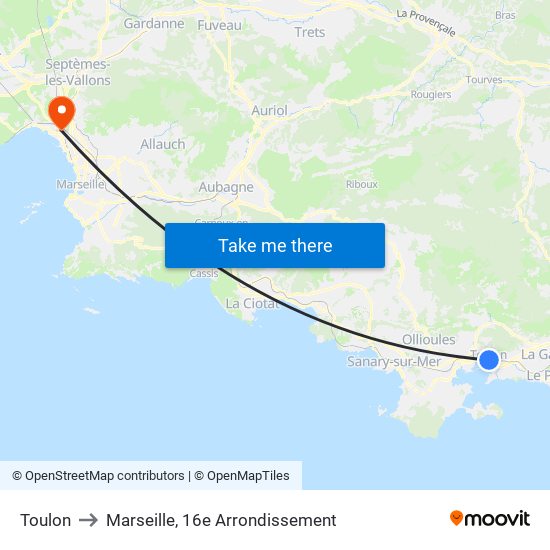 Toulon to Marseille, 16e Arrondissement map