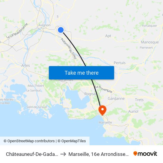 Châteauneuf-De-Gadagne to Marseille, 16e Arrondissement map