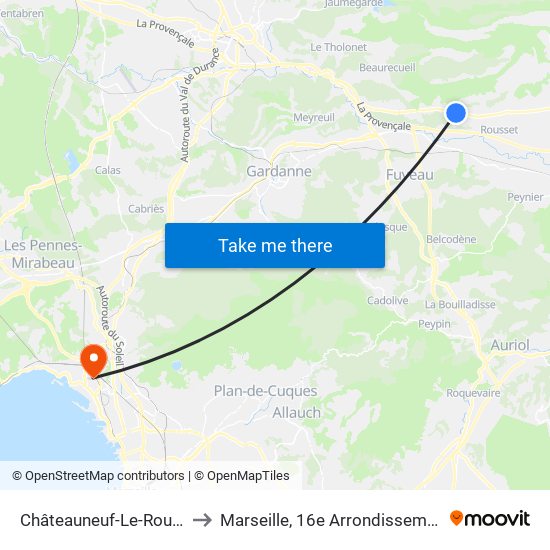 Châteauneuf-Le-Rouge to Marseille, 16e Arrondissement map