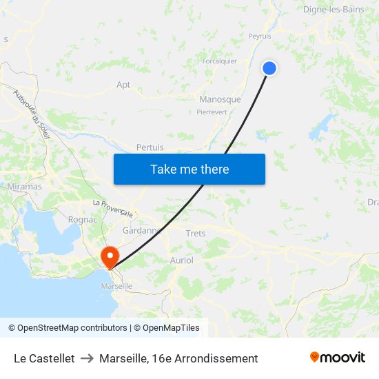 Le Castellet to Marseille, 16e Arrondissement map