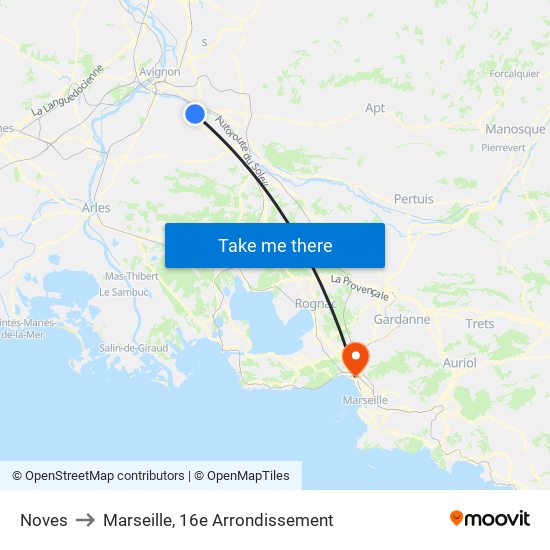 Noves to Marseille, 16e Arrondissement map