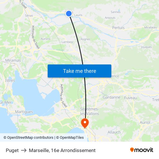 Puget to Marseille, 16e Arrondissement map
