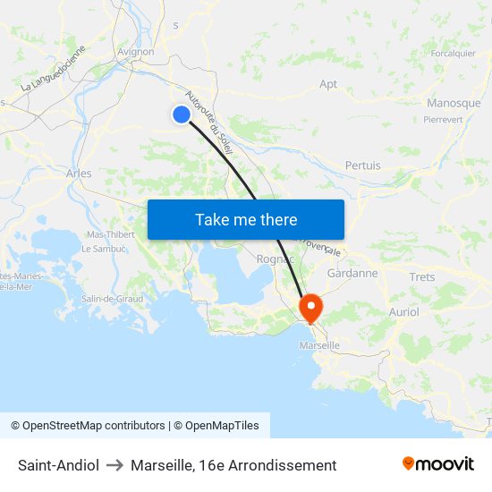 Saint-Andiol to Marseille, 16e Arrondissement map