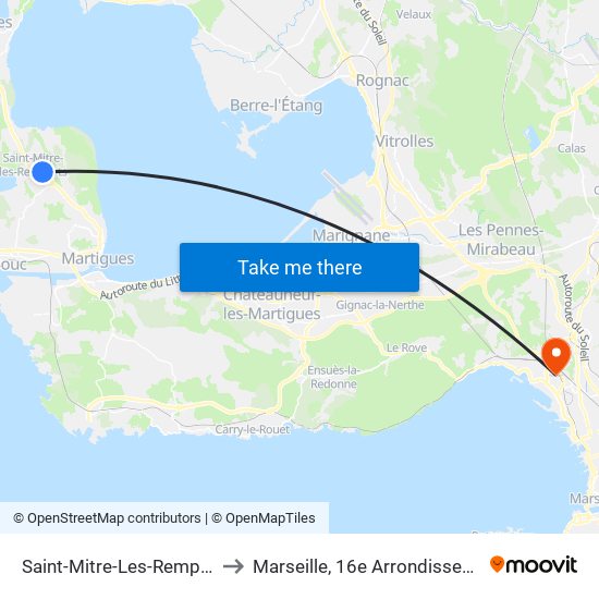 Saint-Mitre-Les-Remparts to Marseille, 16e Arrondissement map