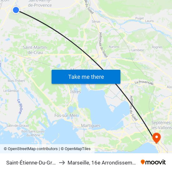 Saint-Étienne-Du-Grès to Marseille, 16e Arrondissement map