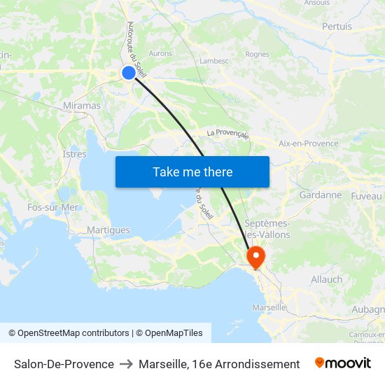 Salon-De-Provence to Marseille, 16e Arrondissement map
