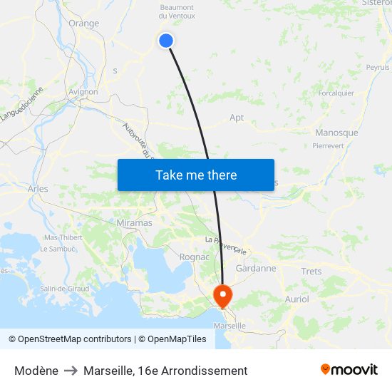 Modène to Marseille, 16e Arrondissement map