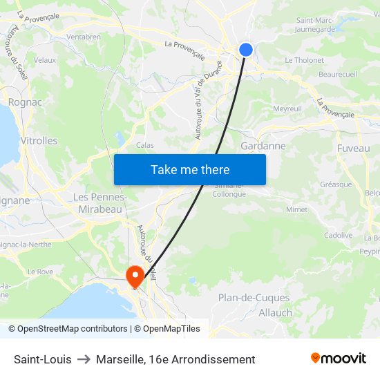 Saint-Louis to Marseille, 16e Arrondissement map