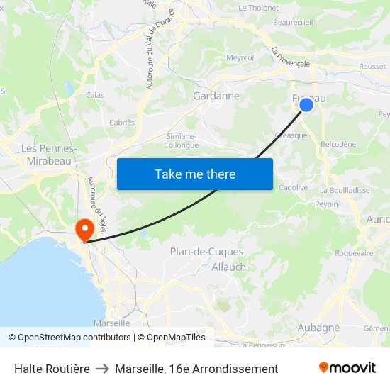 Halte Routière to Marseille, 16e Arrondissement map