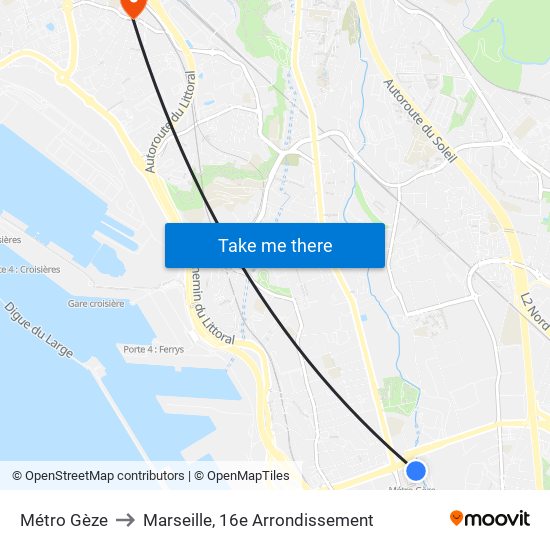 Métro Gèze to Marseille, 16e Arrondissement map