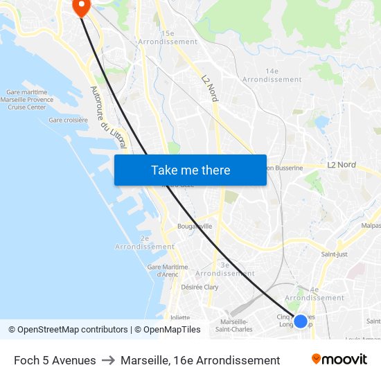 Foch 5 Avenues to Marseille, 16e Arrondissement map