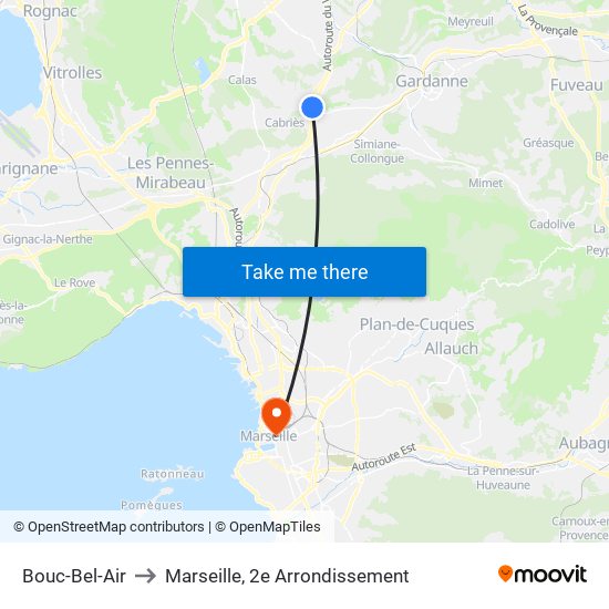 Bouc-Bel-Air to Marseille, 2e Arrondissement map